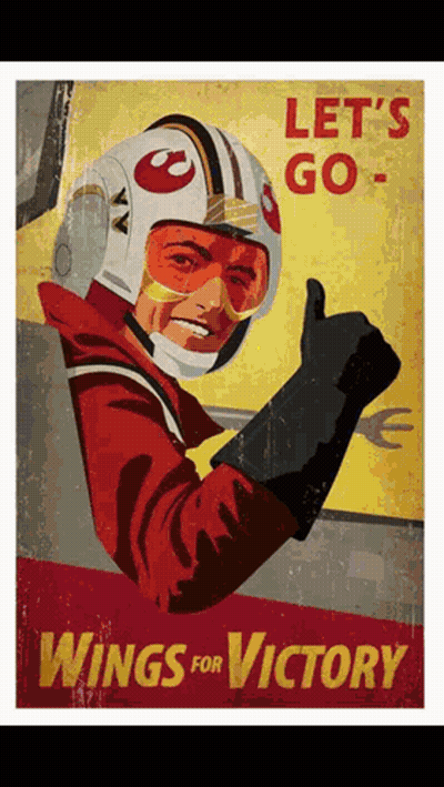 A Poster Of A Pilot Giving A Thumbs Up With The Words Let 'S Go Wings For Victory GIF