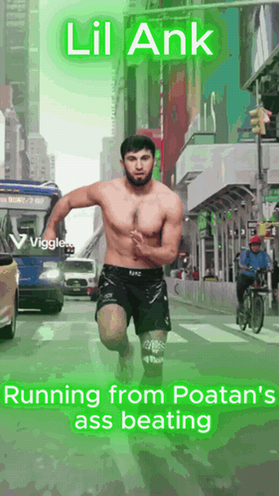 A Poster Of A Shirtless Man Running Down A Street With The Words Lil Ank Running From Poatan 'S Ass Beating GIF
