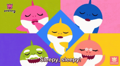 A Poster Of Baby Sharks With The Words Sleepy Sleepy On It GIF