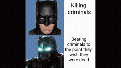 A Poster Of Batman Killing Criminals And Beating Criminals At The Point They Wish They Were Dead GIF