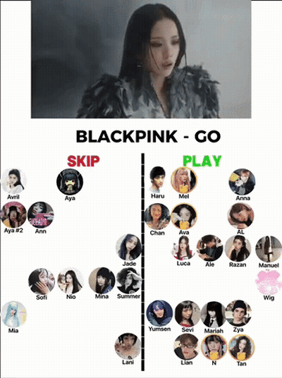 A Poster Of Blackpink Go Skip And Play With A Woman In The Background GIF