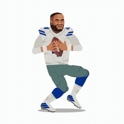 A Poster Of Dak Prescott Holding A Football GIF
