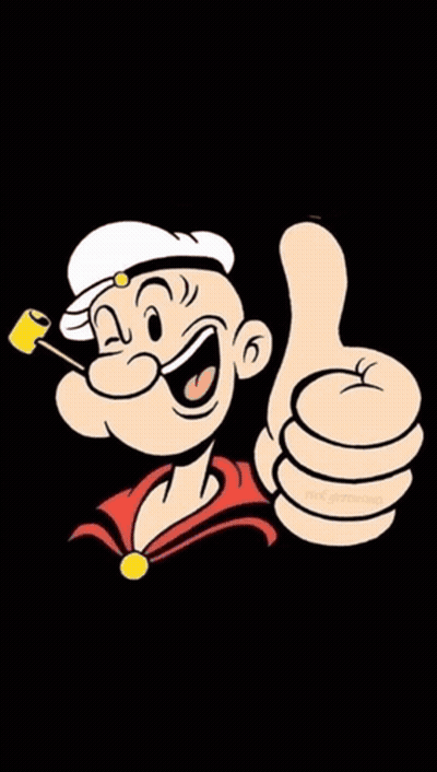 A Poster Of Popeye Giving A Thumbs Up With The Words Kereen Rwk Below Him GIF