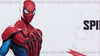 A Poster Of Spider-Man With The Word Spider In Black GIF