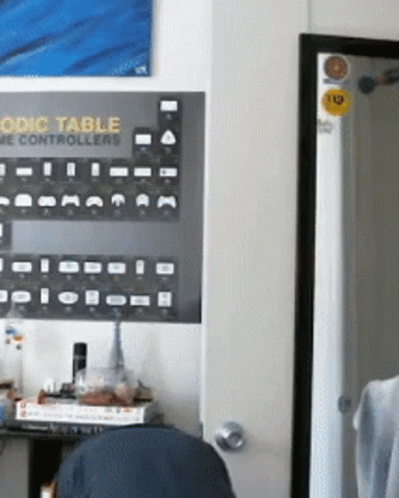 A Poster On A Wall That Says ' Periodic Table Of Game Controllers ' GIF