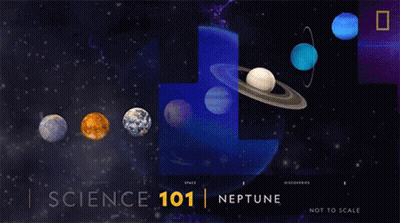 A Poster Showing The Planets Of The Solar System And The Planet Neptune GIF