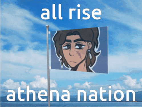 A Poster That Says All Rise Athena Nation With A Flag GIF