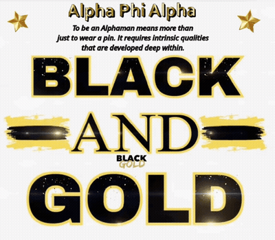 A Poster That Says Alpha Phi Alpha Black And Gold On It GIF