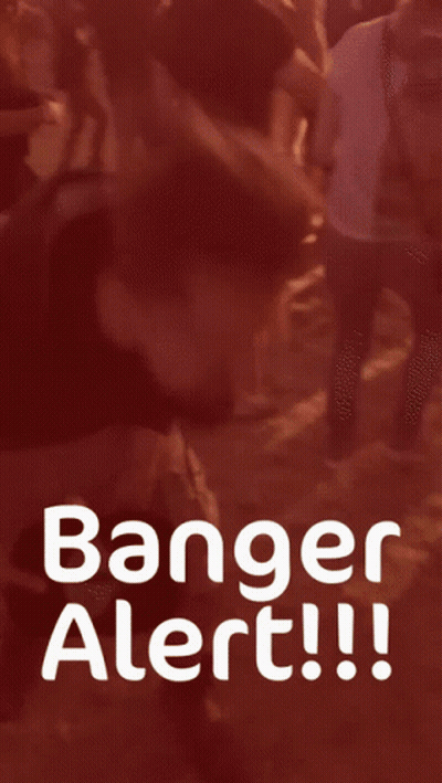 A Poster That Says Banger Alert With A Blurred Background GIF