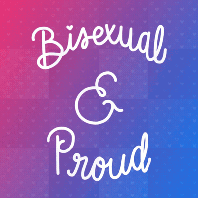 A Poster That Says Bisexual And Proud On A Purple And Pink Background GIF