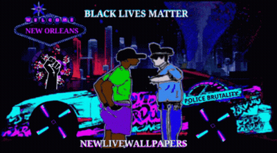 A Poster That Says Black Lives Matter And Shows A Police Officer And A Man GIF
