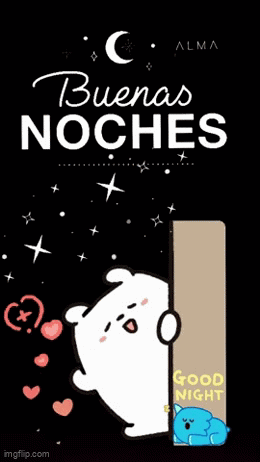A Poster That Says " Buenas Noches " With A White Bear And A Blue Bear GIF