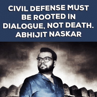 A Poster That Says Civil Defense Must Be Rooted In Dialogue GIF