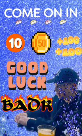 A Poster That Says Come On In Good Luck And Badr GIF