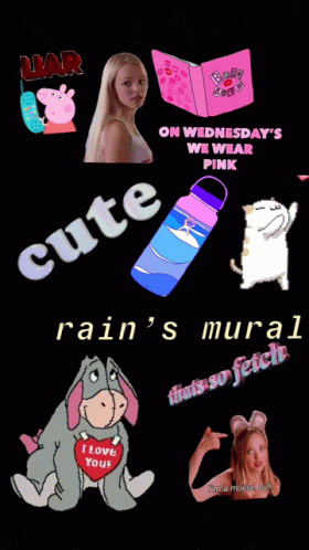A Poster That Says Cute Rain 'S Mural On The Bottom GIF