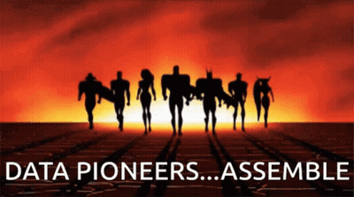 A Poster That Says Data Pioneers ... Assemble GIF