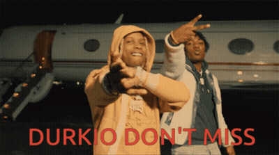 A Poster That Says Durkio Don 'T Miss In Red Letters GIF