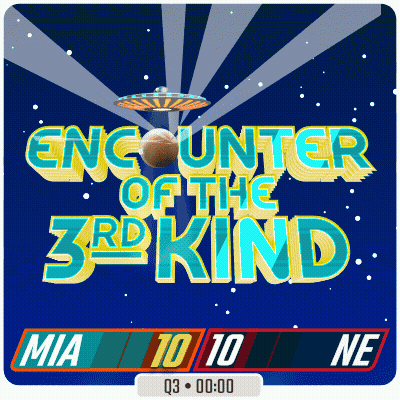 A Poster That Says Encounter Of The 3Rd Kind With A Flying Saucer In The Background GIF