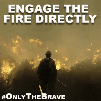 A Poster That Says " Engage The Fire Directly " On It GIF
