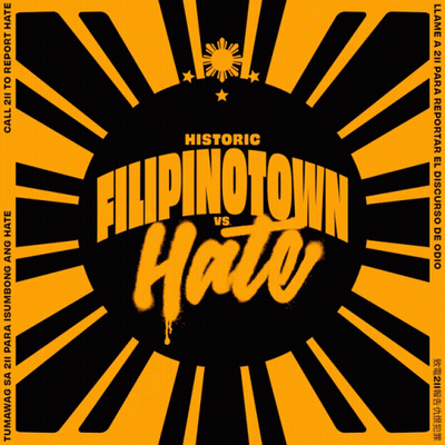 A Poster That Says Filipinotown Vs Hate GIF