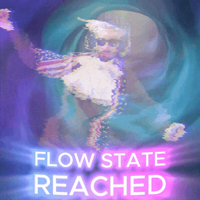 A Poster That Says Flow State Reached With A Man In A Tunnel GIF