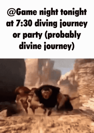 A Poster That Says Game Night Tonight At 7:30 Diving Journey Or Party Probably Divine Journey GIF