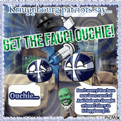 A Poster That Says " Get The Fauci Ouchie " GIF