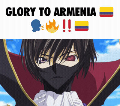 A Poster That Says Glory To Armenia With A Picture Of A Man GIF