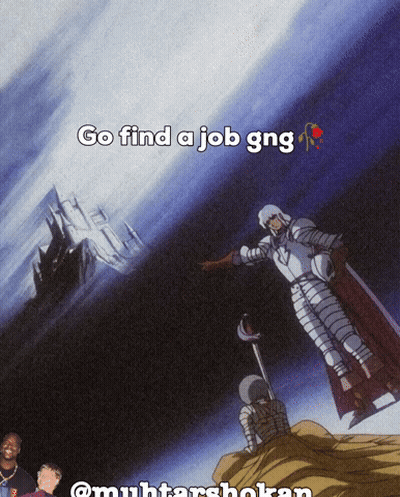 a poster that says go find a job gng on the top