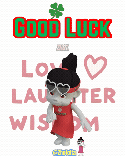 A Poster That Says Good Luck Love Laughter And Wisdom On It GIF