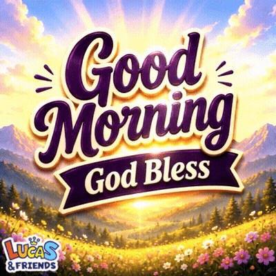 A Poster That Says Good Morning God Bless Lucas And Friends GIF