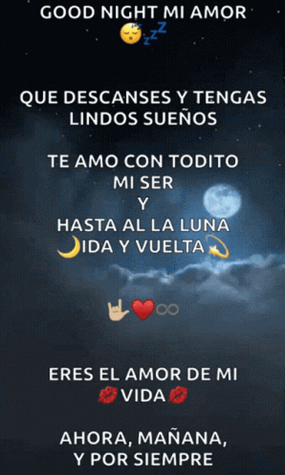 A Poster That Says " Good Night Mi Amor " In Spanish GIF