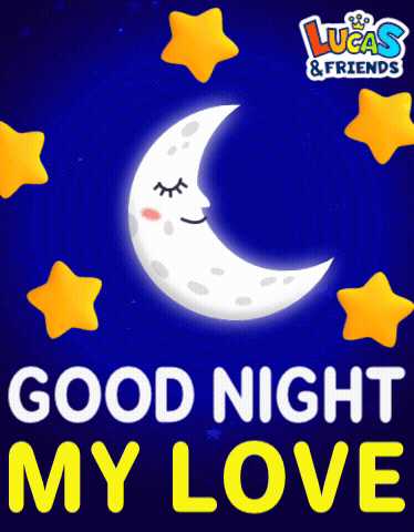 A Poster That Says Good Night My Love With A Smiling Crescent Moon GIF