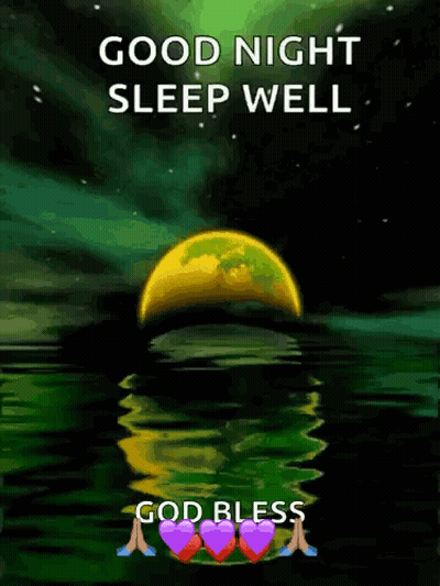 A Poster That Says Good Night Sleep Well With A Full Moon In The Background GIF