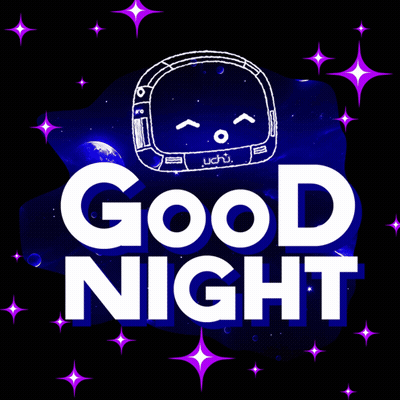 A Poster That Says Good Night With An Astronaut Sleeping GIF