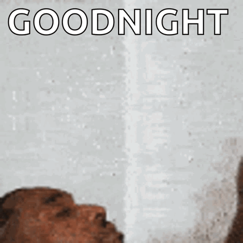A Poster That Says Goodnight On It With A Picture Of Two People GIF