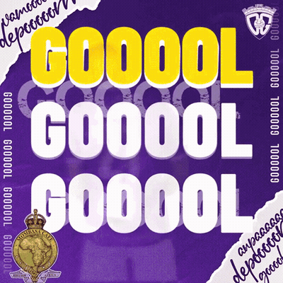 A Poster That Says Goool Goool Goool On A Purple Background GIF