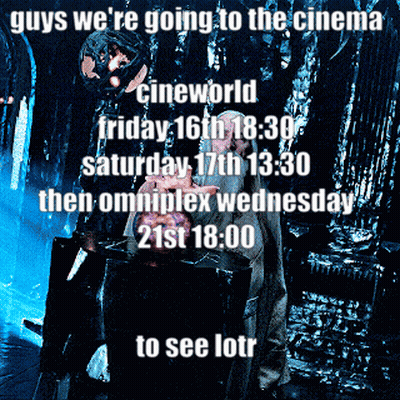 A Poster That Says " Guys We 'Re Going To The Cinema " On It GIF