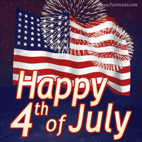 A Poster That Says Happy 4Th Of July With An American Flag And Fireworks GIF