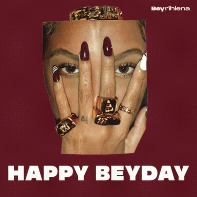 A Poster That Says Happy Beyday With A Picture Of Beyonce GIF
