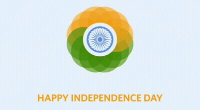 A Poster That Says Happy Independence Day With A Flower Design GIF