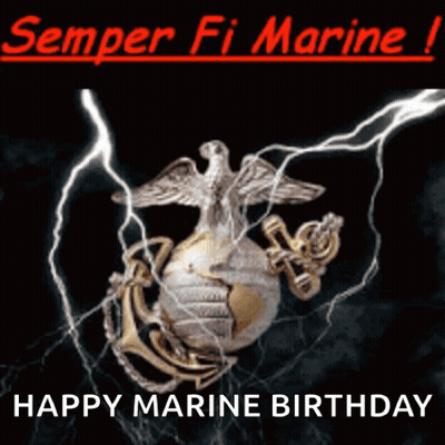 A Poster That Says Happy Marine Birthday With A Lightning Bolt GIF