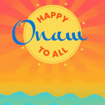 A Poster That Says Happy Onam To All With Boats In The Background GIF