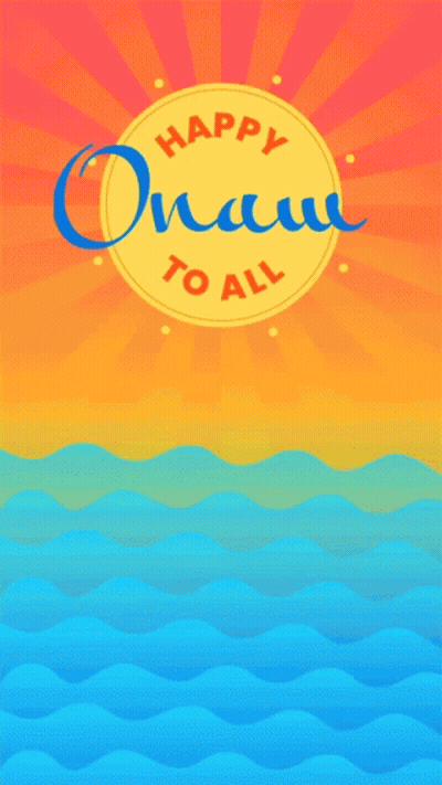 A Poster That Says Happy Onam To All With Boats In The Water GIF