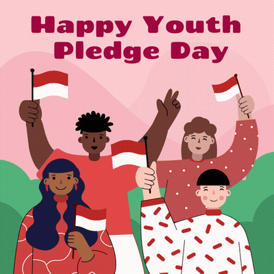 A Poster That Says Happy Youth Pledge Day With People Holding Flags GIF