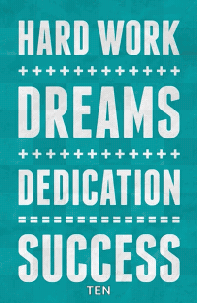 A Poster That Says Hard Work Dreams Dedication Success On A Black Background GIF