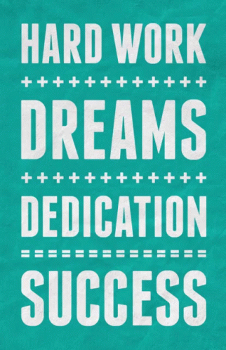 A Poster That Says Hard Work Dreams Dedication Success On It GIF