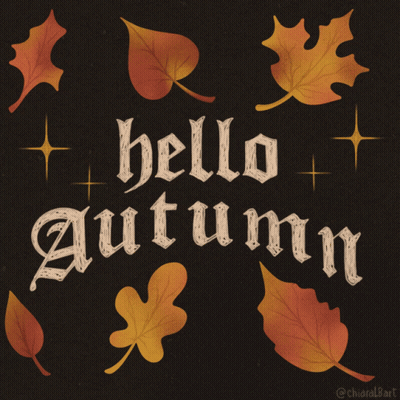 A Poster That Says Hello Autumn On It GIF