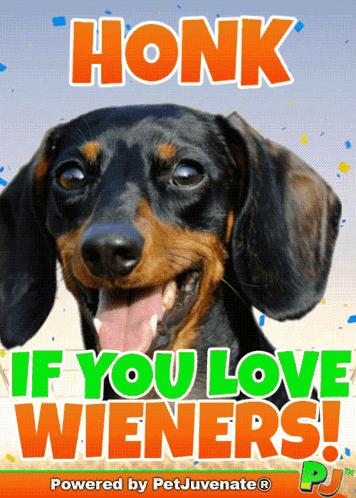 A Poster That Says Honk If You Love Wieners On It GIF