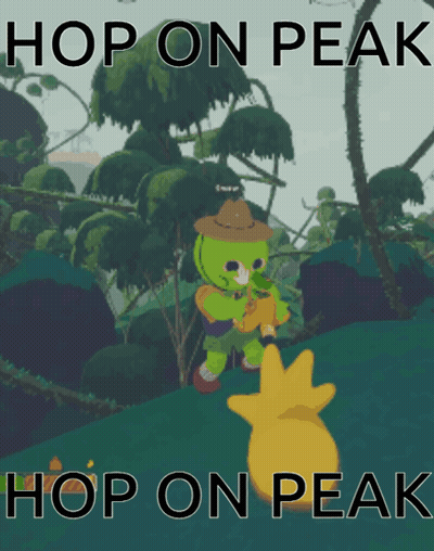 A Poster That Says Hop On Peak On The Top GIF
